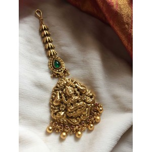 Lakshmi with Haathi Lotus Tikka - Gold Beads.