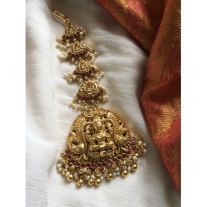 Lakshmi with Double Peacock Flower Tikka - Red