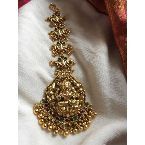 Antique Lakshmi with Hathi Tikka - Red with Green 