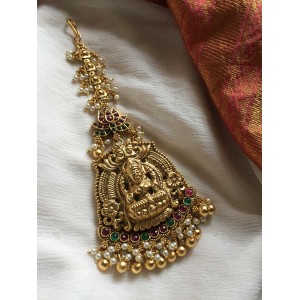 Lakshmi with Lotus Flower Tikka - Red with Green