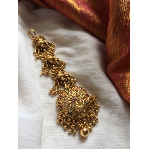 Antique Peacock Dancing with Gold Drops Tikka