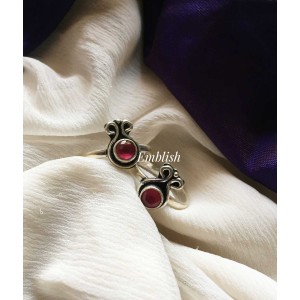 92.5 silver red toe ring