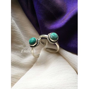 Turquise circle 92.5 silver toe ring