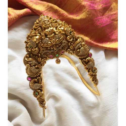 Gold alike ad Lakshmi with Peacock Intricate Vanki