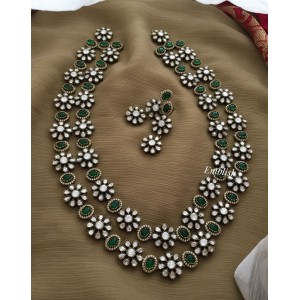 Royal Victorian Flower Ad Double Layer Neckpiece - Green