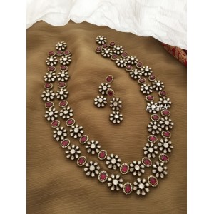 Royal Victorian Flower Ad Double Layer Neckpiece - Red