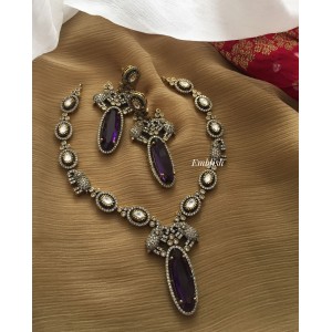 Victorian Double Haathi Neckpiece - Violet 