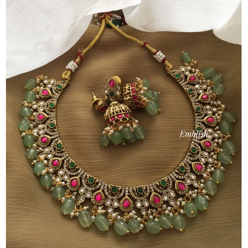 Victorian Kundan Jadau with Pastel bead Neckpiece