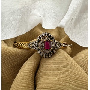Antique Victorian Flower Kada - Red