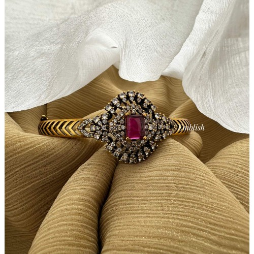 Antique Victorian Flower Kada - Red
