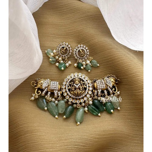 Victorian Antique Lakshmi with Double Haathi Choker - Pastel Bead