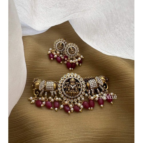 Victorian Antique Lakshmi with Double Haathi Choker - Red