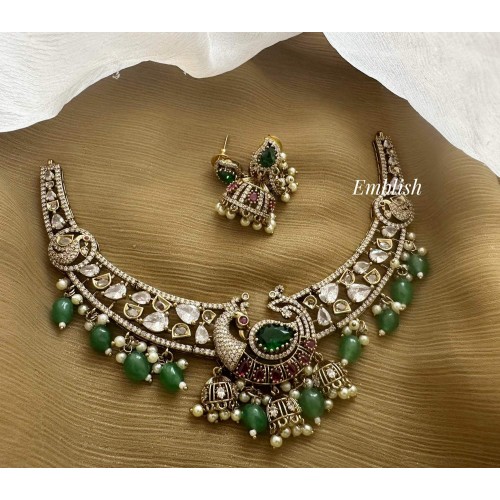 Victorian Peacock Pendant Short Neckpiece 