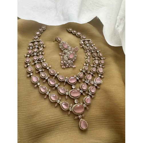 Royal Victorian Tear Drop Triple Layer Neckpiece - Pastel Pink