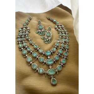 Royal Victorian Tear Drop Triple Layer Neckpiece - Pastel Blue