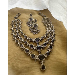 Royal Victorian Tear Drop Triple Layer Neckpiece - Purple