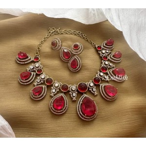 Royal Victrorian Mossanite Flower Tear Drop Neckpiece