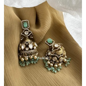 Victorian Oval Elegant Jhumkha - Pastel Blue 