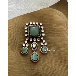 Royal Victorian Flower Pendant Come Hair Choti- Pastel Blue