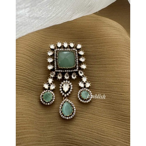 Royal Victorian Flower Pendant Come Hair Choti- Pastel Blue