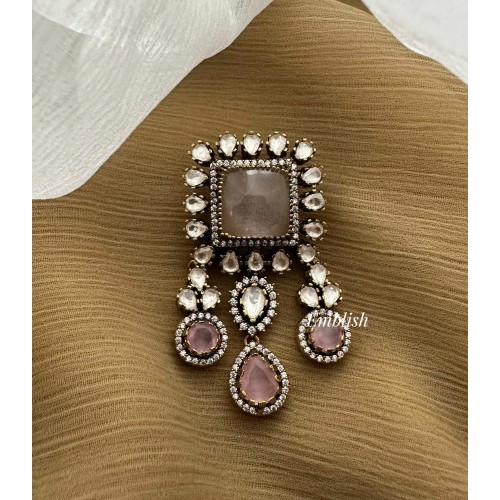 Royal Victorian Flower Pendant Come Hair Choti - Pastel Pink