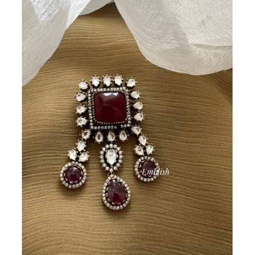 Royal Victorian Flower Pendant Come Hair Choti - Maroon
