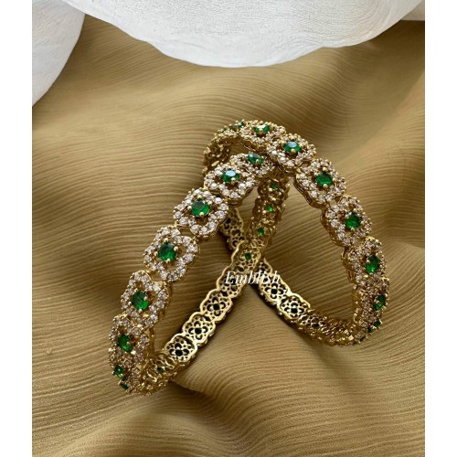 Antique Victorian Flower Bangles - Green