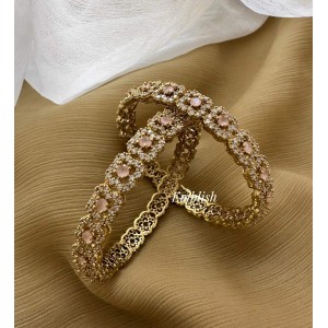 Antique Victorian Flower Bangles - Pastel Pink