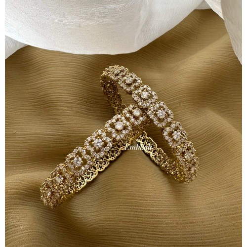 Antique Victorian Flower Bangles - White