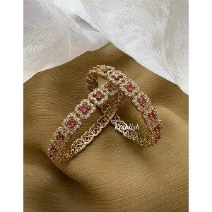Antique Victorian Flower Bangles - Red