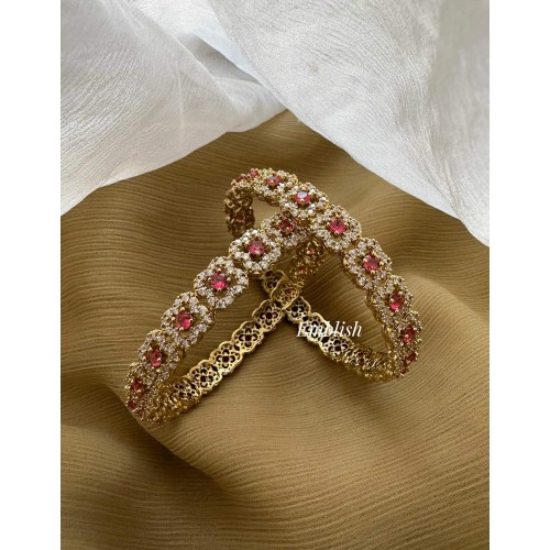 Antique Victorian Flower Bangles - Red