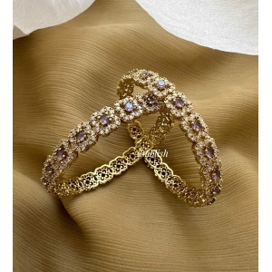 Antique Victorian Flower Bangles - Purple