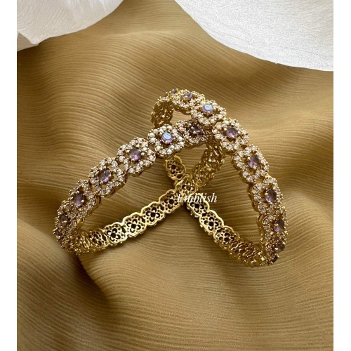 Antique Victorian Flower Bangles - Purple