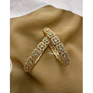 Antique Victorian Flower Bangles - Pastel Blue