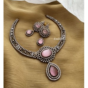 Victorian Tear Drop Elegant Neckpiece   - Pastel Pink