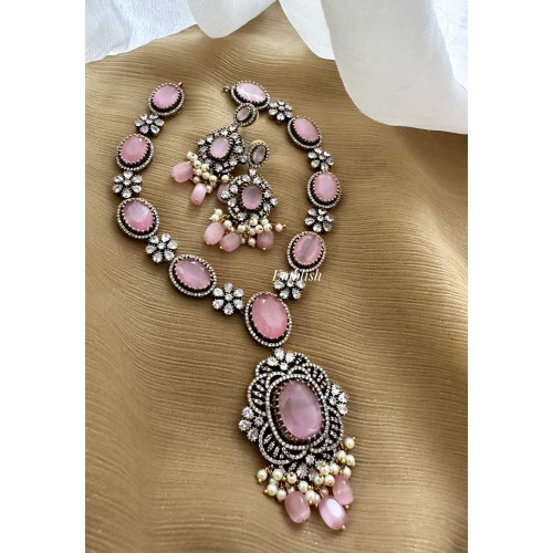 Royal Pink Flower Victorian Neckpiece 