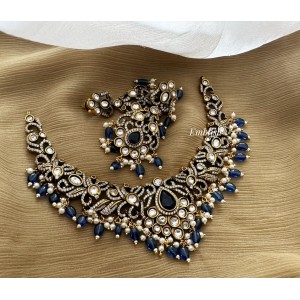 Victorian Dancing Peacock Short Neckpiece - Blue