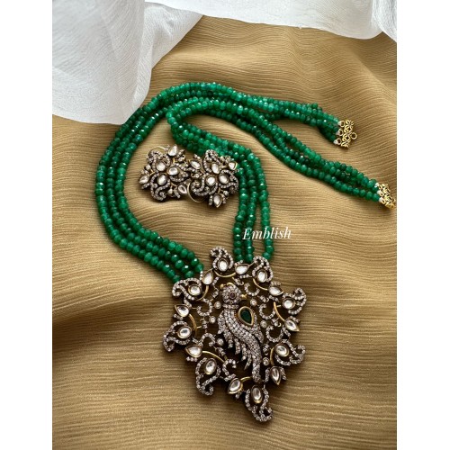 Victorian Parrot Pendant Pearl Neckpiece - Green