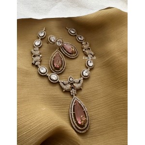 Victorian Fish tear Drop Neckpiece - Pastel Pink