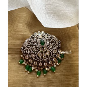 Royal Victorian Flower Double Haathi Hair Choti Come Clip - Green