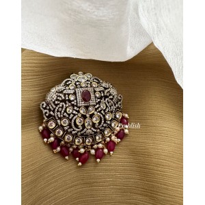 Royal Victorian Flower Double Haathi Hair Clip Come Chotti - Red