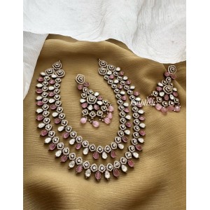 Royal victorian Tear Drop Double Layer Neckpiece - Pastel Pink