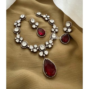 Victorian Mosanite Tear Drop Neckpiece - Red