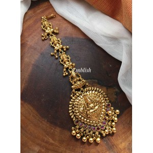 Gold alike Antique Lakshmi mang Tikka with Golden Beads