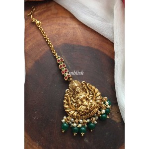 Antique Lakshmi Gold like Reversible Tikka - Red and Green