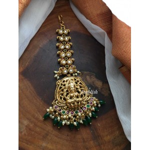 Gold alike Antique Lakshmi dual beads drop tikka