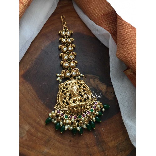 Gold alike Antique Lakshmi dual beads drop tikka