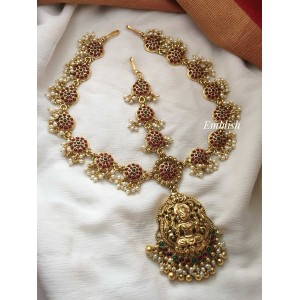 Antique Lakshmi Gold alike Three Layer mang Tikka