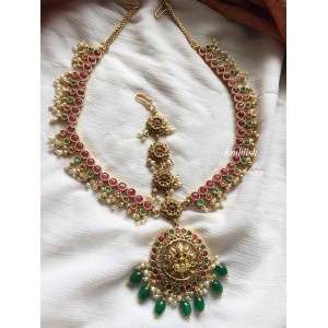 Antique Lakshmi Flower Three Layer Tikka 