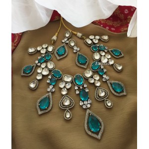 Grand Royal Victorian Chandelier Drop  Neckpiece - Sky Blue